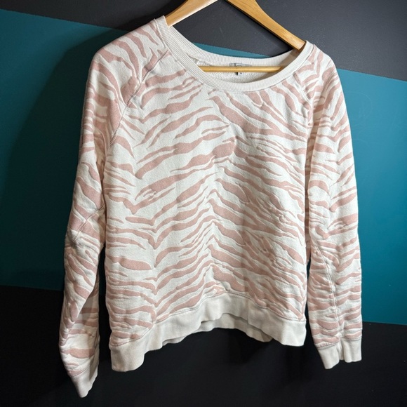 Rails Pink and White Crew Neck Sweater with Zebra Print - Picture 4 of 12